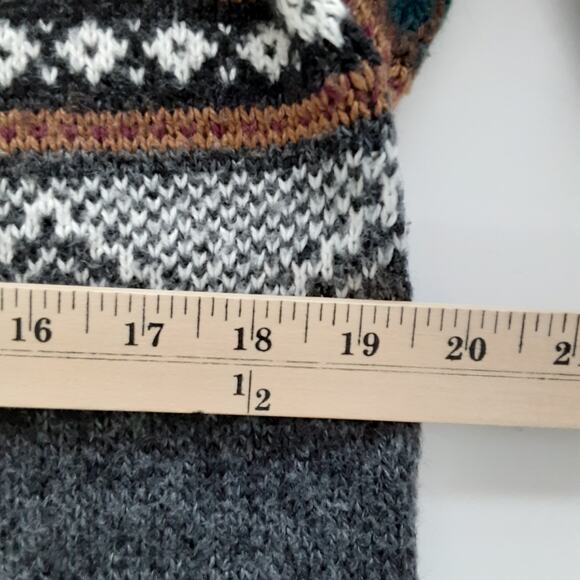 Vintage Peruvian Alpaca Sweater Hooded Pullover Aztec Gray Tribal Nordic - Picture 7 of 9